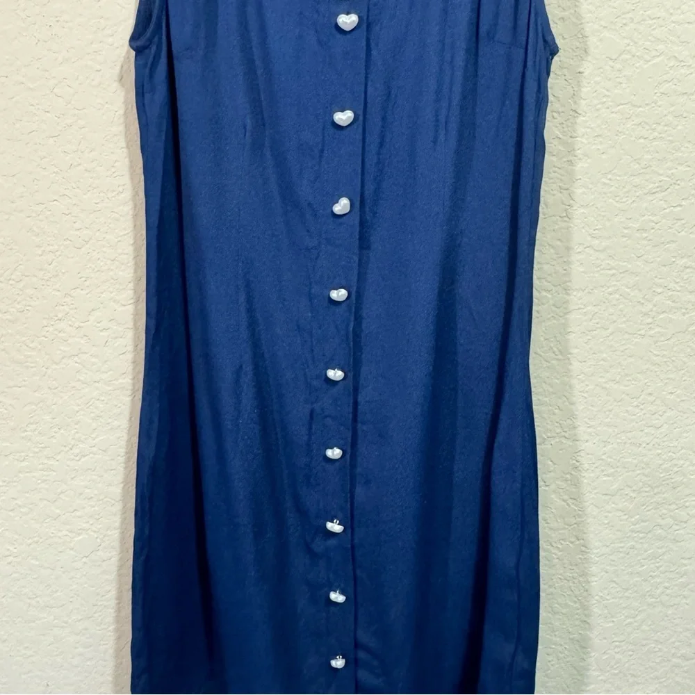 Reformation Women's Navy Lucian Mini Dress Size 2 Heart Button Preppy Party 90's - Picture 4 of 13